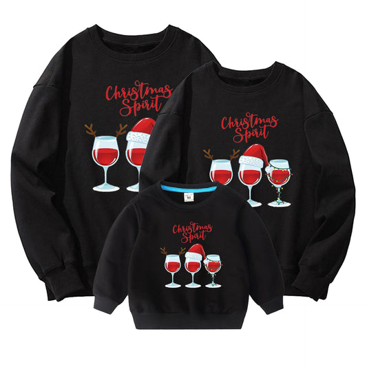 Sweat à capuche parent-enfant en pur coton, t-shirt style américain, Nouvel An, Noël