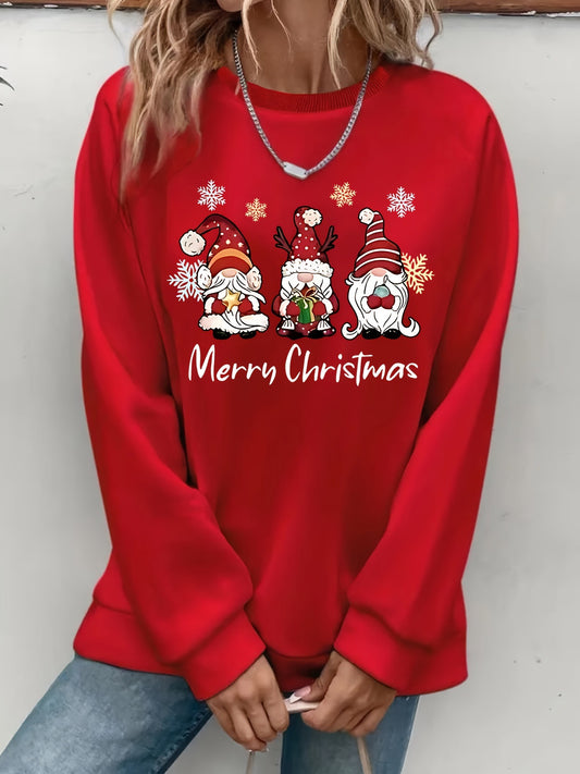 Sweat-shirt pull gnome de Noël grande taille pour femme