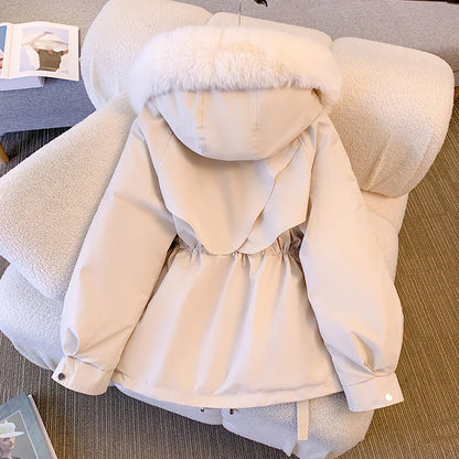 Doudoune à capuche doublée en polaire, manteau d'hiver pour femme