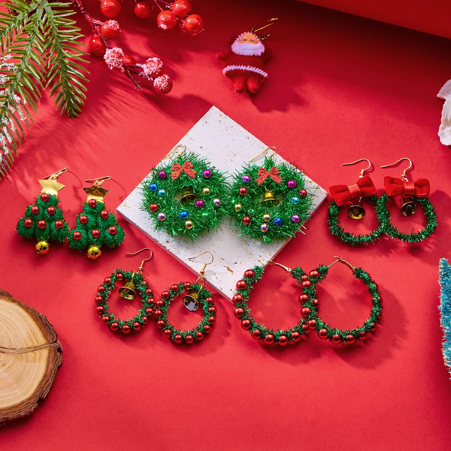 Boucles d'oreilles pendantes de Noël